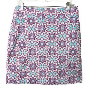 Talbots Women's Floral Star Medallion Back Zip Skirt w/Pockets Size 6